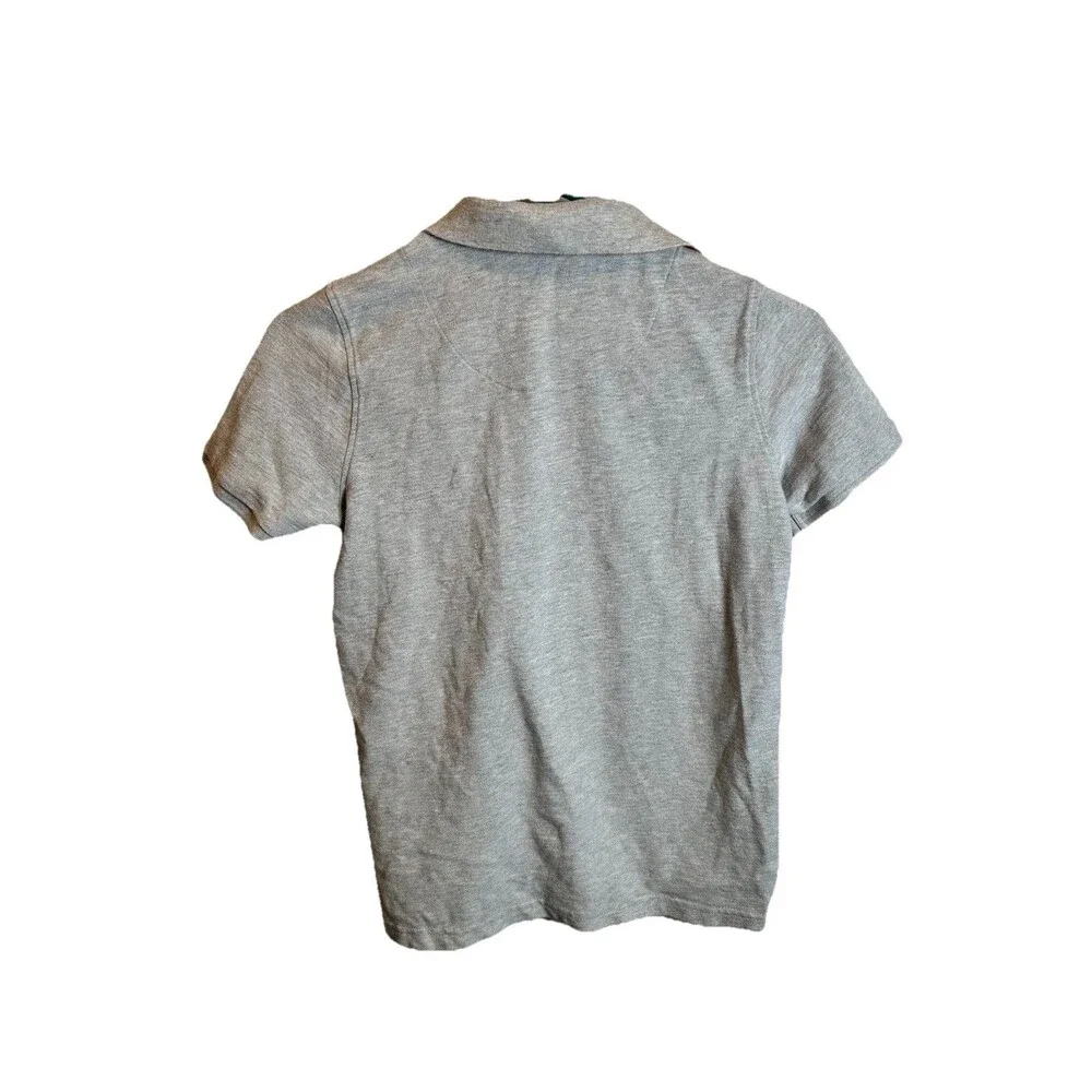 Mini Boden Boys Pique Polo Shirt Grey Marl Orange Trim Size 11-12Y Short Sleeve